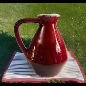 Vintage E Canada Red Glaze Pottery Studio Art 5.5 Inch Pitcher Handcrafted